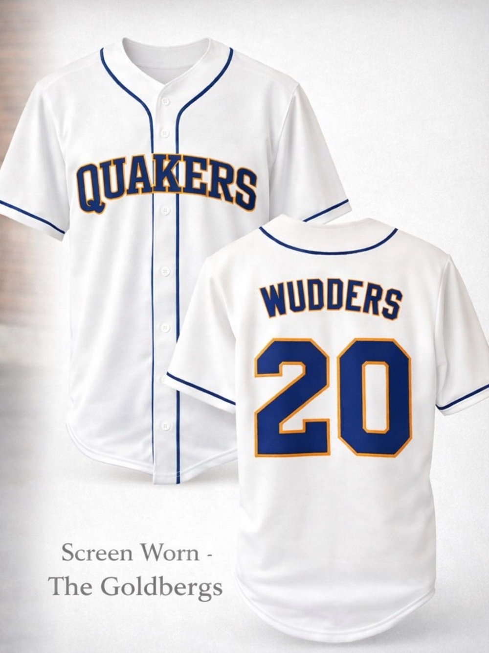 Goldbergs TV Show Quakers Jersey Wudders #20 Screen Worn Small 34/36
